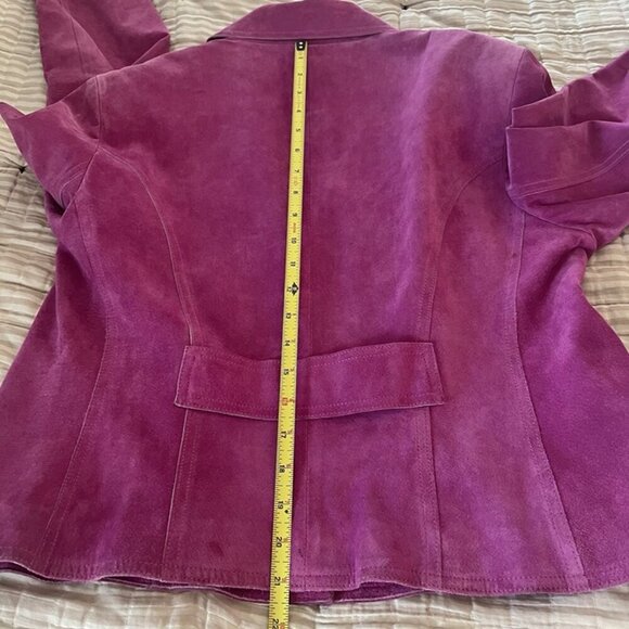 Women’s Anne Klein Magenta Pink Suede Jacket sz 14 Cropped Girly Preppy Coquette - Picture 8 of 8